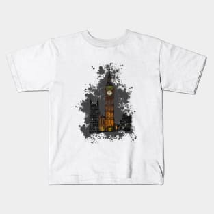 Big Ben with splatter, Tower of London at night, England. Kids T-Shirt